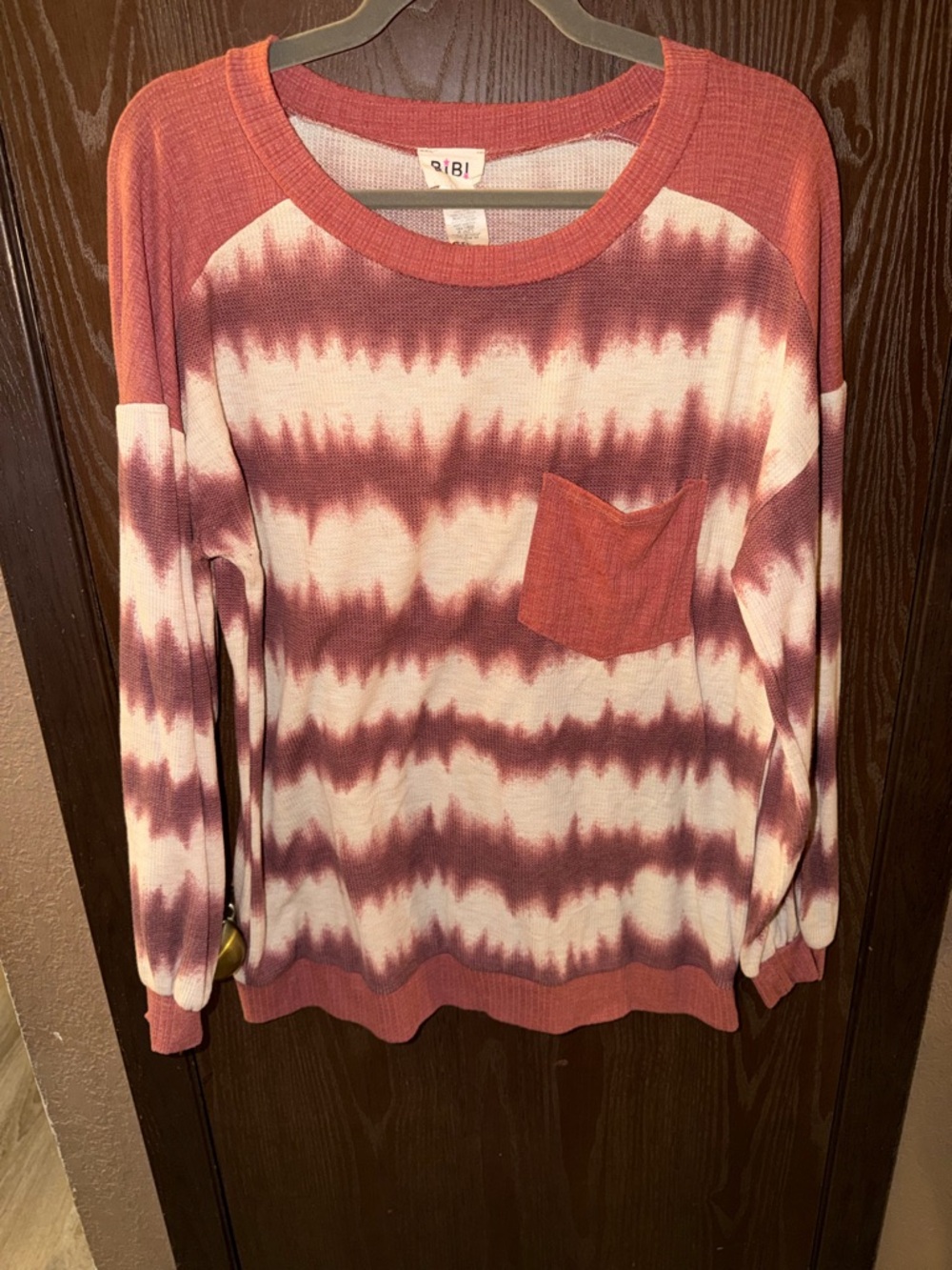 BiBi Mauve & White Tie-Dye Long Sleeve Pocket Sweatshirt